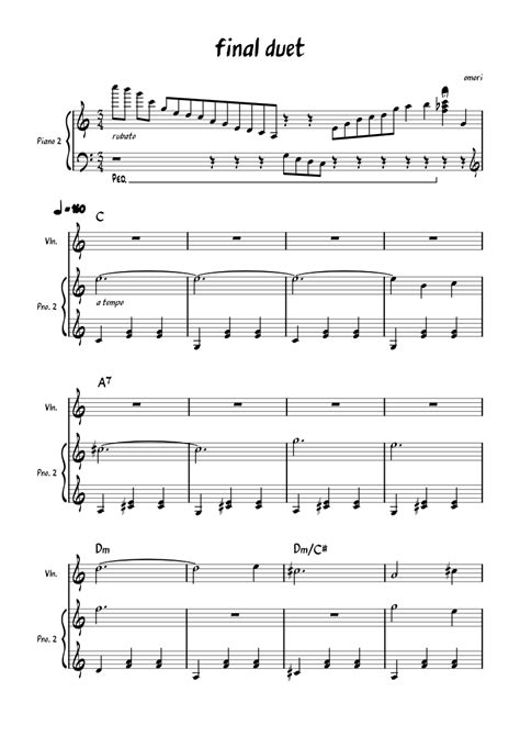 Final Duet Omori Sheet Music For Piano Violin Solo