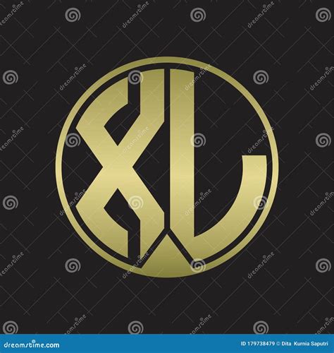 XL Logo Monogram Circle With Piece Ribbon Style On Gold Colors Stock