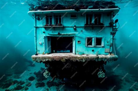 Premium Photo Sunken House Under Water Abandoned Building At Bottom