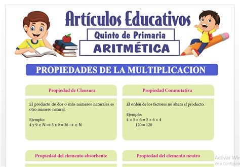 Propiedades de la Multiplicación para Quinto de Primaria