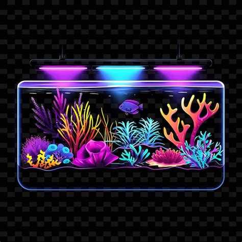 Premium PSD | A fish tank with a blue light and a black background