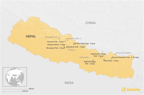 Map Of Best Short Treks In Nepal Trekking Itineraries Ranging From 3