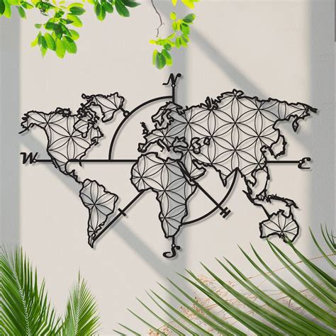 Map Of Life Metal World Map Metal Wall Decor Metal Wall Etsy