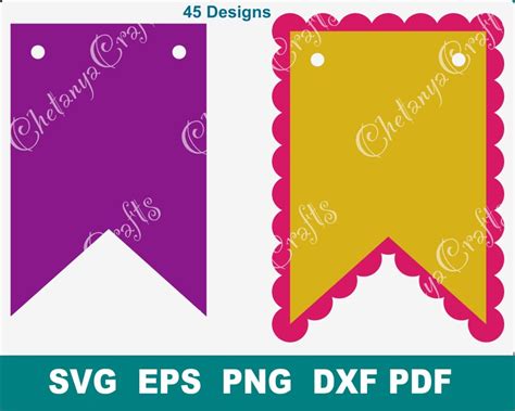 Banners Svg Pennant Bunting Svg Template Cut File Curved Svg Etsy