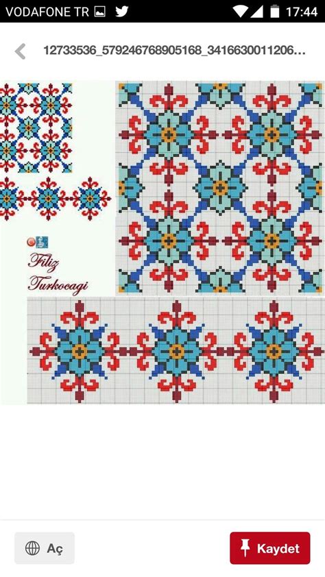 Cross Stitch Pattern With Different Colors And Designs On It S Side