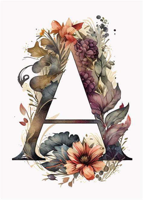 Watercolor Letter A Poster Poster Picture Metal Print Paint By