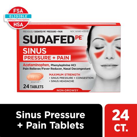 Sudafed Pe Sinus Pressure Pain Maximum Strength Non Drowsy Tablets