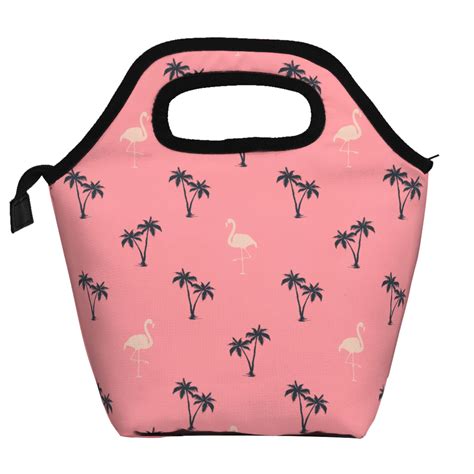 Lakimct Flamingo Palms Waterproof Lunch Bag For Kids Adult Soft