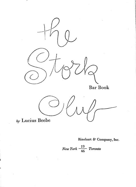 The Stork Club Bar Book 1946 Beebe Lucius