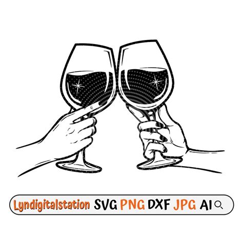 Cheers Svg Wine Glasses Clipart Wine Cut File Clinking Glass Wine ...