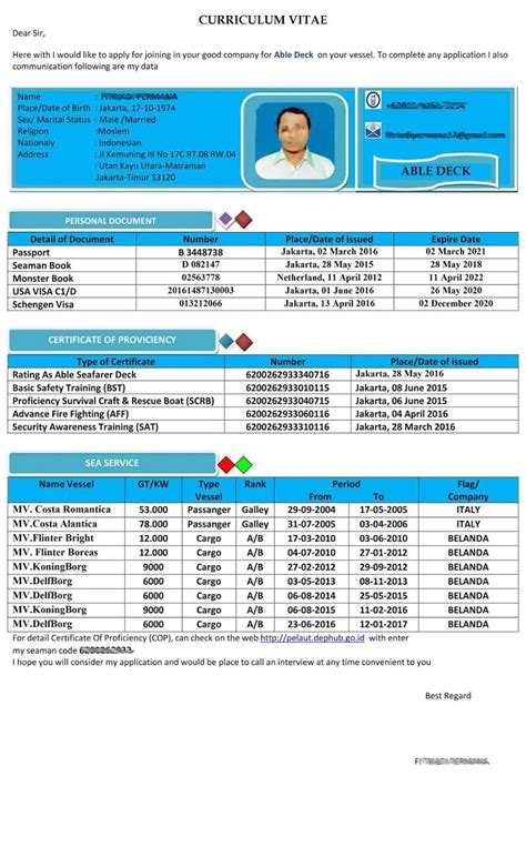 Contoh Cv Terbaik Aneka Contoh Cv Pelaut Lengkap Terbaru R Nbkomputer