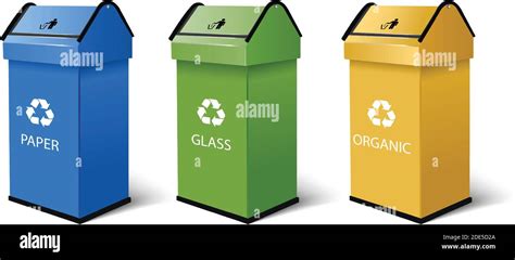 3d Realistic Vector Recycling Bins For Paper Glass And Organic