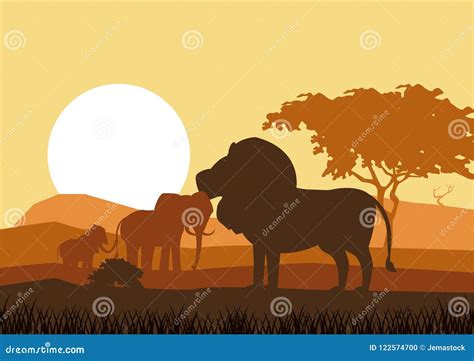 Siluetas Africanas De Los Animales Ilustración del Vector Ilustración