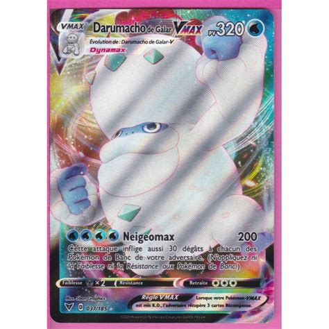 CARTE POKEMON 037 185 DARUMACHO DE GALAR VMAX EPEE ET BOUCLIER VOLTAGE