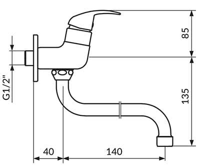 Rosan Jednoručna slavina za hladnu vodu sa izlivom od 140mm JP523014