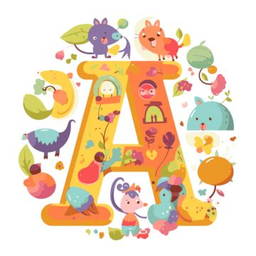 Cute Abc Vector, Sticker Clipart Letter Is Made Of Various Cartoon ...