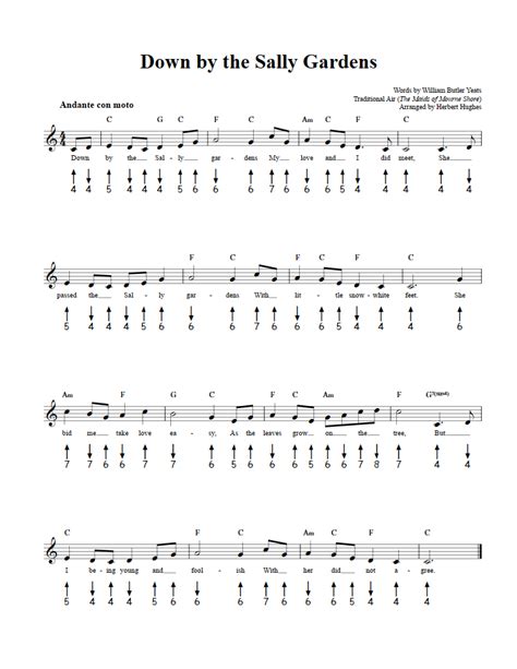 Down By The Sally Gardens Harmonica Sheet Music And Tab With Chords