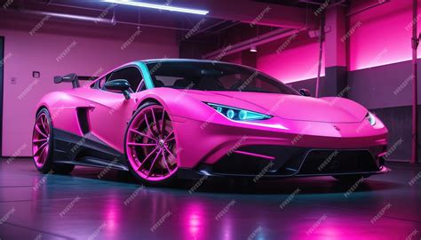 Premium AI Image | A pink sports car racing wallpaper