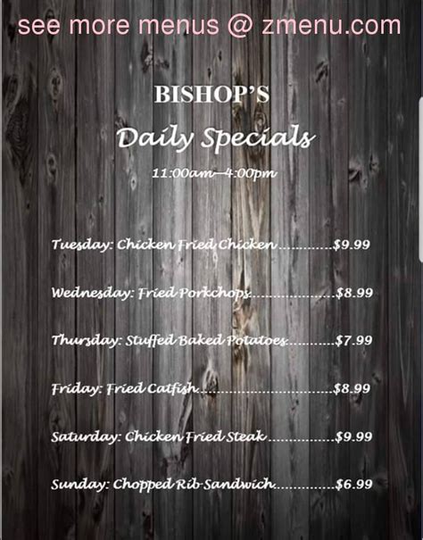 Menu at Bishop's Steakhouse/Brisket House, Palestine, 555 E Palestine Ave