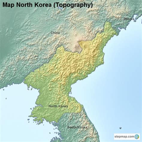 Stepmap Map North Korea Topography Landkarte Für North Korea