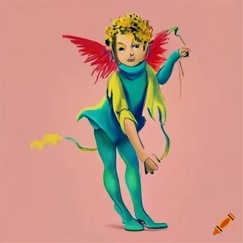 Colorful Depiction Of An Androgynous Peter Pan Cupid On Craiyon