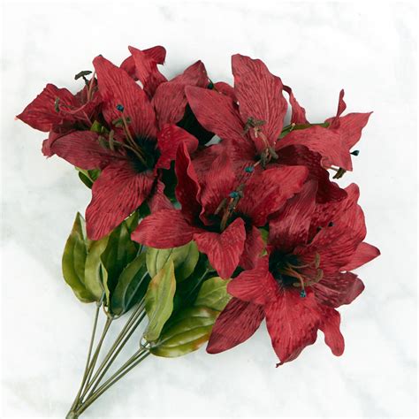 Burgundy Artificial Tiger Lily Bush Bushes Bouquets Floral