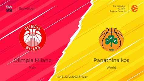 Watch Olimpia Milano Vs Panathinaikos 22 12 2023 Live Stream And VODs