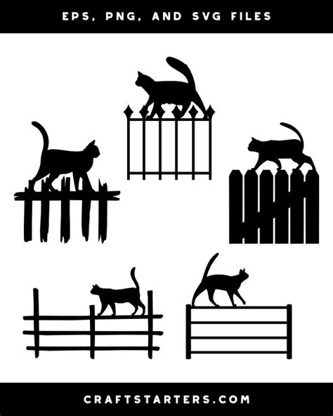 Cat Walking on Fence Silhouette Clip Art | Silhouette clip art, Cat ...