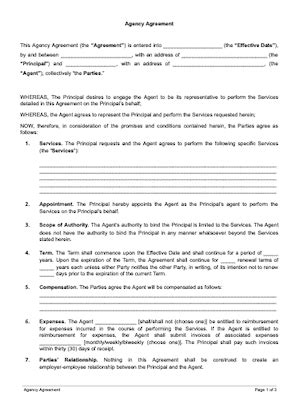 Exclusive Agency Agreement Template