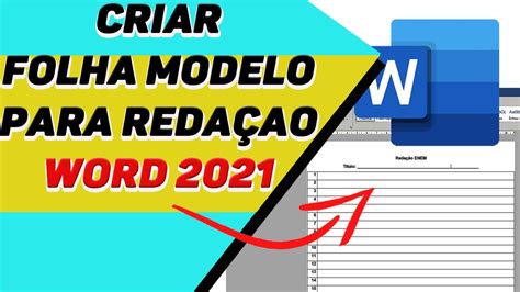 Como criar uma folha modelo para redação no Word YouTube