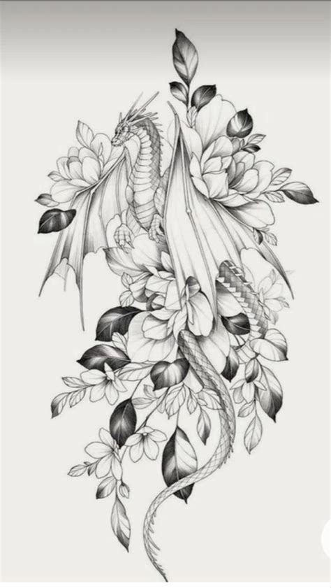 Dragon Tattoo With Flowers Small Dragon Tattoos Dragon Tattoo For