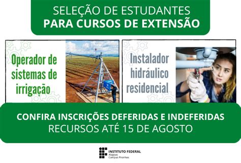 Lista de inscrições deferidas e indeferidas para cursos de extensão EaD