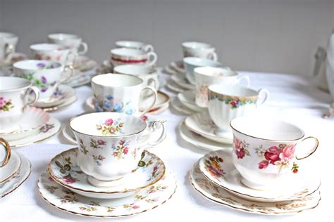 Mismatched High Tea Crockery For 20 Vintage And Antique Furniture Hire