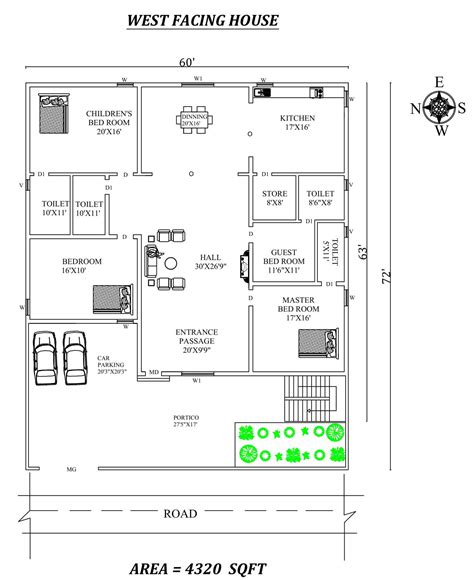 West Facing House Vastu Plan : Double bedroom west facing vastu plan ...