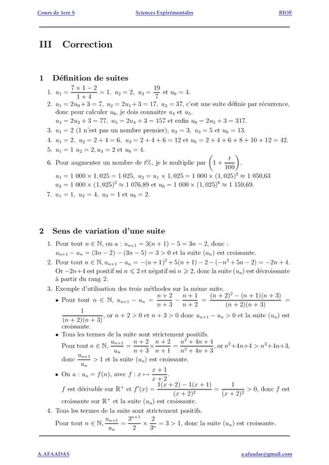 Les Suites Numériques Corrigé Série Dexercices Fr Alloschool