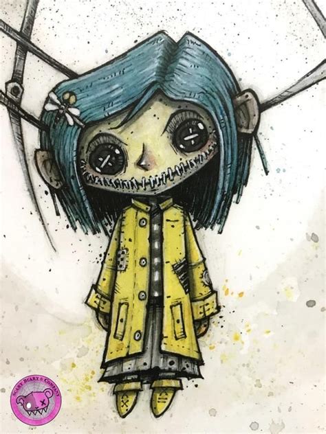 Coraline Button Eyed Doll Art Print Etsy Coraline Art Coloring