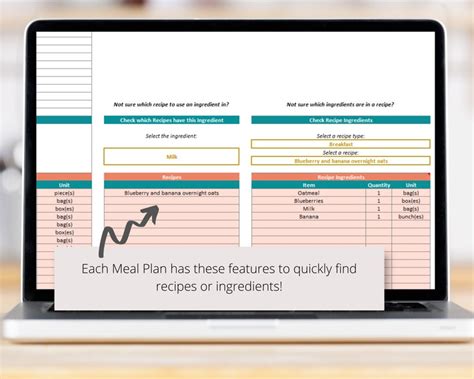 Weekly Meal Planner Excel Spreadsheet Template With Editable Snacks Recipes And Printable Grocery