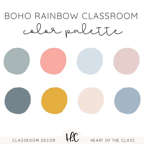 The Boho Rainbow Classroom Color Palette Is Shown In Different Colors