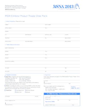 Fillable Online Rsna Rsna Exhibitor Product Theater Radiological