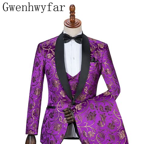 Gwenhwyfar New Design Purple With Golden Flower Suits Royal Pattern