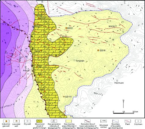 Superimposed Map Of Favorable Gas Bearing Zones And Mound And Shoal Of