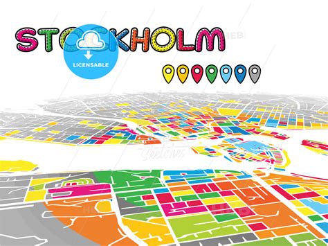 Stockholm, Sweden, downtown map in perspective - HEBSTREITS