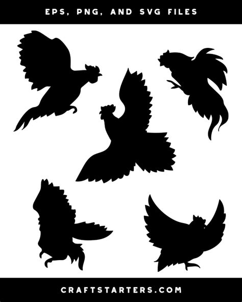 Flying Rooster Silhouette Clip Art