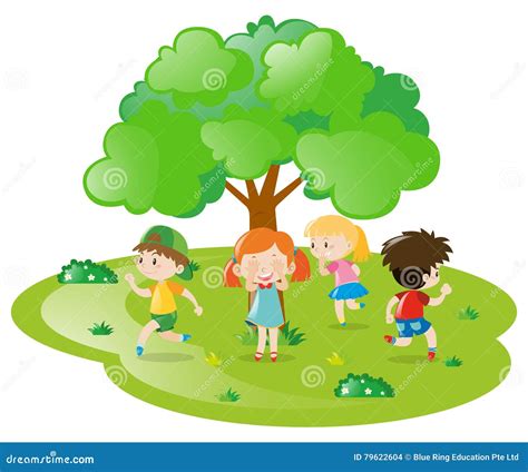 Kids Playing Hide and Seek in the Park Stock Vector - Illustration of cute, clip: 79622604