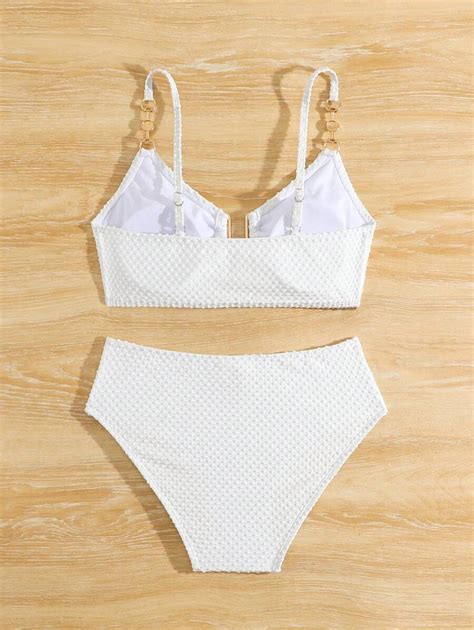 Tween Girl Simple And Elegant Cocoa Bead Material Bikini Set Two Piece Set Summer Beach SHEIN UK