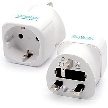 Pack Of 2 Plug Adapter I European To UK Adaptor EU Schuko 2 Pin To 3