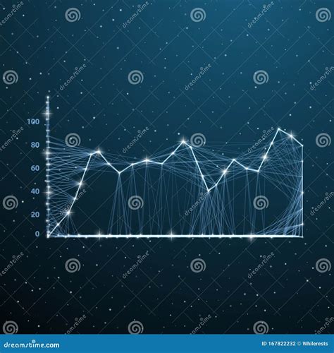 Business Wireframe Charts On Digital Space Low Poly Graph Infographic