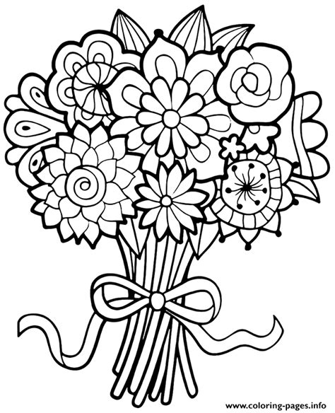 Bouquet Of Flowers Coloring Page Printable