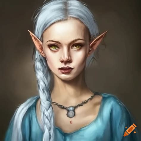 Portrait Of A Mischievous Female Elf With Long Braided Hair On Craiyon