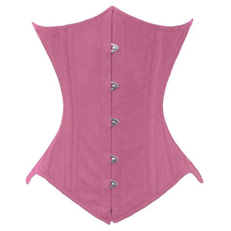 Pink Corset 26 Double Steel Boned Underbust Cotton Corset